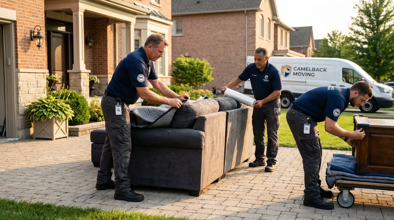 Large estate moving crew wrapping furniture in Rutherford, TN